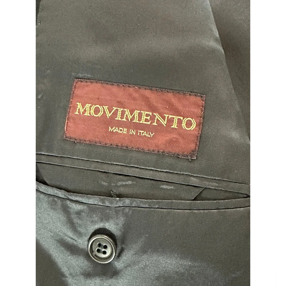 Movimento Mens Black Wool Blazer‎ Jacket Made in Italy Two Button Sport Coat 44R